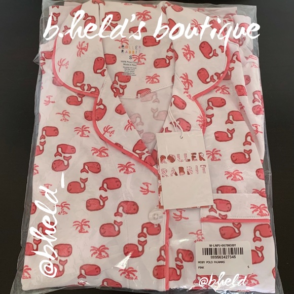 Roller Rabbit Moby The Whale Polo Pajamas in Pink Size Small S Brand New NWT - Picture 16 of 17